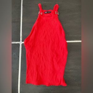 Zara red racerback tank top slightly cropped stretchy red metal strap L